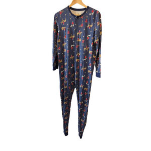 MENS ARBORIST Blue Printed Thermal Long John Lounge Sleepwear M